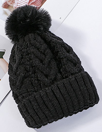 Fashion Black Hemp Pattern Plus Velvet Double Wool Cap Layer