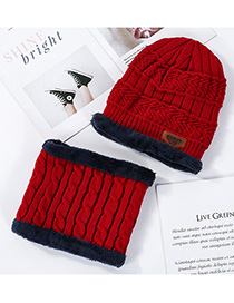 Fashion Big Red Plush Knitted Twisted Woolen Cap Bib Two-piece
