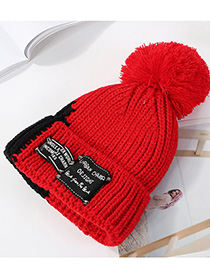 Fashion Red Color Matching Knit Plus Velvet Cap