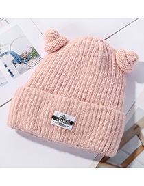 Fashion Pink Horn Wool And Velvet Knit Hat