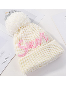 Fashion White Letter Knit Wool Hat