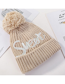 Fashion Beige Letter Knit Wool Hat