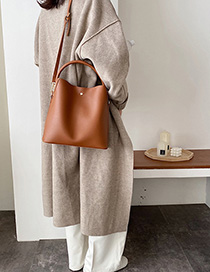 Fashion Brown Solid Color Shoulder Bag