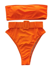 Fashion Orange Japanese Word Buckle Split Swimsuit