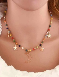 Fashion Color Star Mizhu Moon Necklace