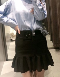 Fashion Black Small Pleated Hem A-line Skirt