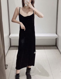 Fashion Black Velvet Camisole Dress