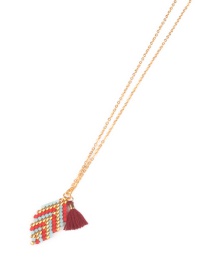 Fashion Red Rice Beads Woven Leaves Chain Necklace