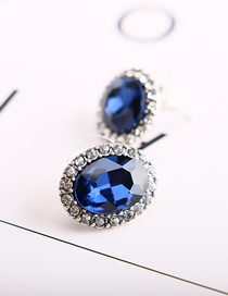 Fashion Royal Blue Gemstone Full Of Earrings
