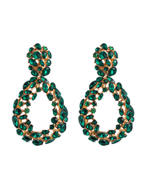 Fashion Green Geometric Drill Hollow Earrings