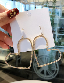 Fashion Love Hollow Diamond Heart Earrings