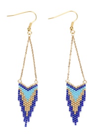 Fashion Blue Rice Beads Woven Geometric Pattern Earrings Necklace