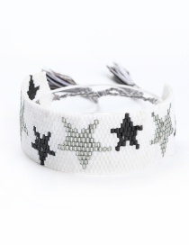 White Tasseled Beads Woven Bracelet