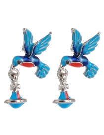 Blue Hummingbird Alloy Drop Earrings