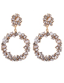 Gold Plating Small Flower Round Alloy Diamond Earrings
