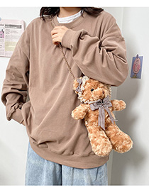 Brown Plush Lace Bear Cub Crossbody Bag