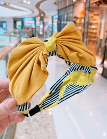 Comfortable Yellow Wide-brimmed Bow Headband  Cloth