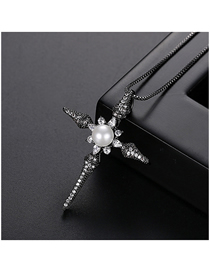 Fashion Gun Black Cross Pearl Necklace