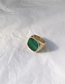 Fashion Green Square Ring Square Glossy Lapis Lazuli Brass Ring
