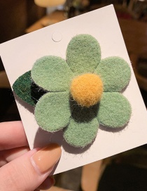 G Light Green Flower Plush Top Clip  Alloy