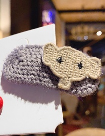 Gray Elephant Wool Hairpin Knitted Hair Clips  Alloy