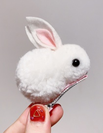 2# White Rabbit Hair Clip Lamb Hair Stereo Cartoon Animal Hair Clip  Alloy