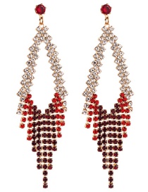 Fashion Red Tassel Drop Diamond Stud Earrings