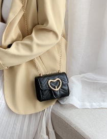Fashion Black Embroidery Line Love Buckle Shoulder Messenger Bag