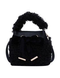 Fashion Black Plush Bow One Shoulder Messenger Bag