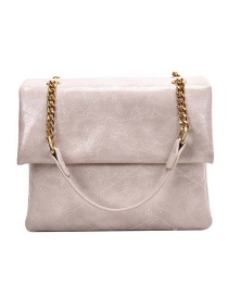 Fashion Creamy-white Grids Pattern Shoulder Bag