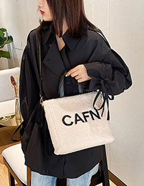 Fashion White Plush Contrast Handbag Shoulder Messenger Bag