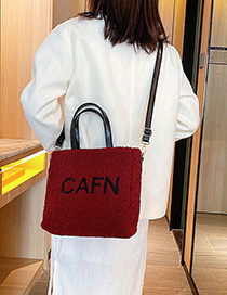 Fashion Red Plush Contrast Handbag Shoulder Messenger Bag