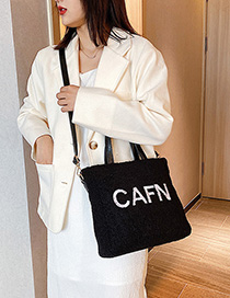 Fashion Black Plush Contrast Handbag Shoulder Messenger Bag