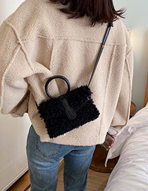 Fashion Black Woolen Stitching Shoulder Bag