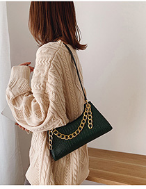 Fashion Green Stone Pattern Chain Backpack