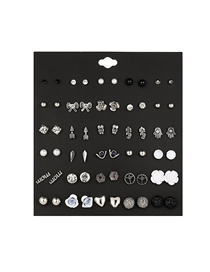 Fashion Silver Silver-plated Owl Pearl Stud Earrings 30 Pairs