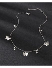Fashion silver color Butterfly Pentagram Necklace