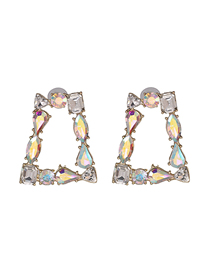 Fashion Ab Color Geometric Alloy Diamond Stud Earrings