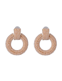 Fashion Gold Geometric Round Micro-set Pearl Earrings