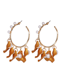 Fashion Orange Petal C-shaped Earrings