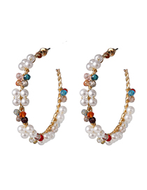 Fashion Color C-shaped Pearl Earrings