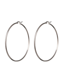 Fashion 6.5cm Silver Circle Earrings