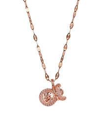 Fashion Rose Gold Blessing Money Bag Bead Necklace