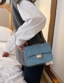 Fashion Blue Woolen Chain Shoulder Messenger Bag