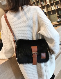 Fashion Black Plush Contrast Shoulder Crossbody Bag
