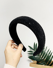 Fashion Black Sponge Full Diamond Headband
