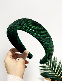 Fashion Green Sponge Full Diamond Headband
