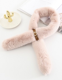 Fashion Pink Small Leather Buckle Imitation Rabbit Fur Collar