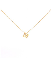 Fashion Golden M Write English Alphabet Micro Inlaid Zircon Necklace
