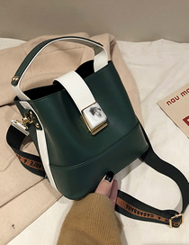 Fashion Green Contrast Stitching Wide Shoulder Strap Shoulder Bag